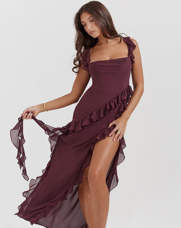 Mila Ruffle Jurk - Modenta