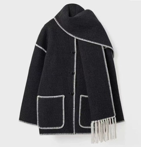 Maeve Elegante Scarf Coat - Modenta
