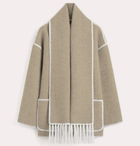 Maeve Elegante Scarf Coat - Modenta