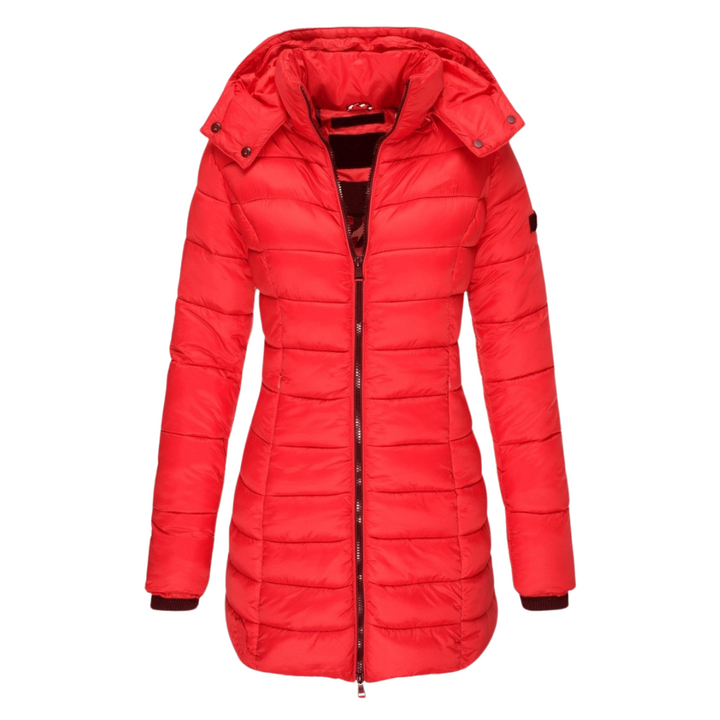 Elva Lange Gewatteerde Winterjas - Modenta