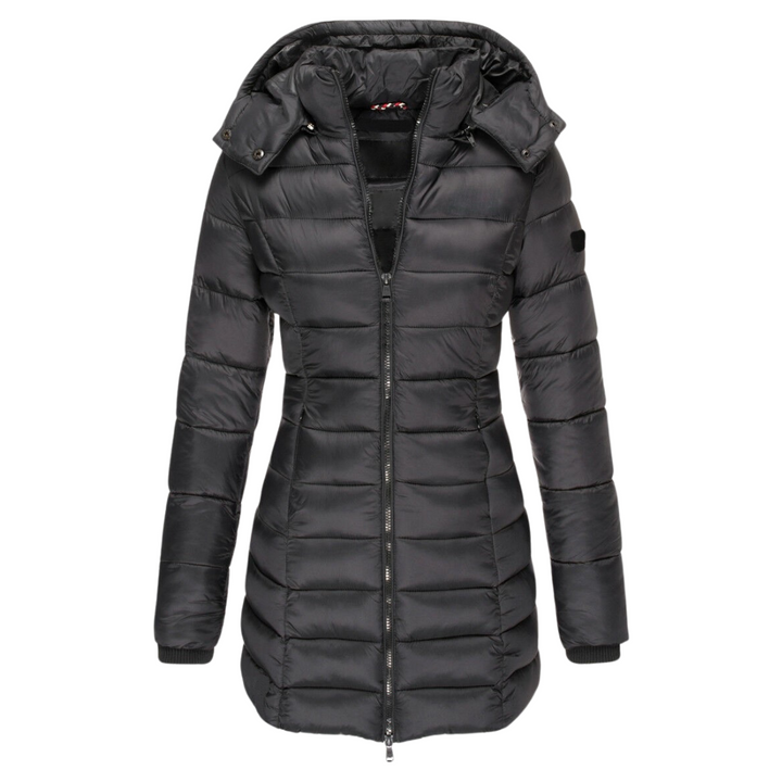 Elva Lange Gewatteerde Winterjas - Modenta