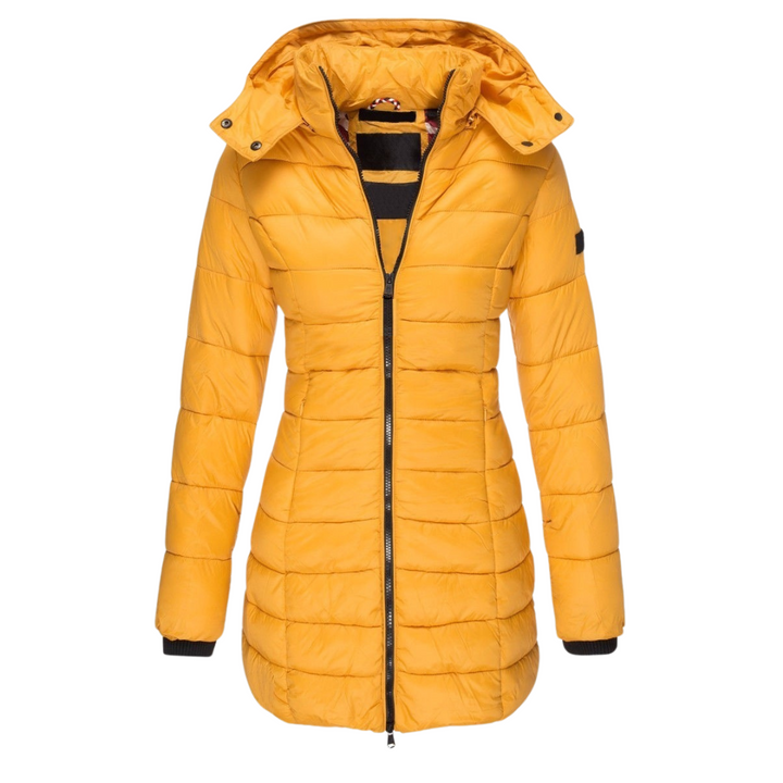 Elva Lange Gewatteerde Winterjas - Modenta