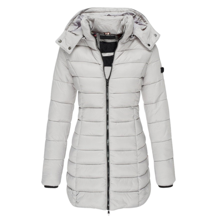 Elva Lange Gewatteerde Winterjas - Modenta