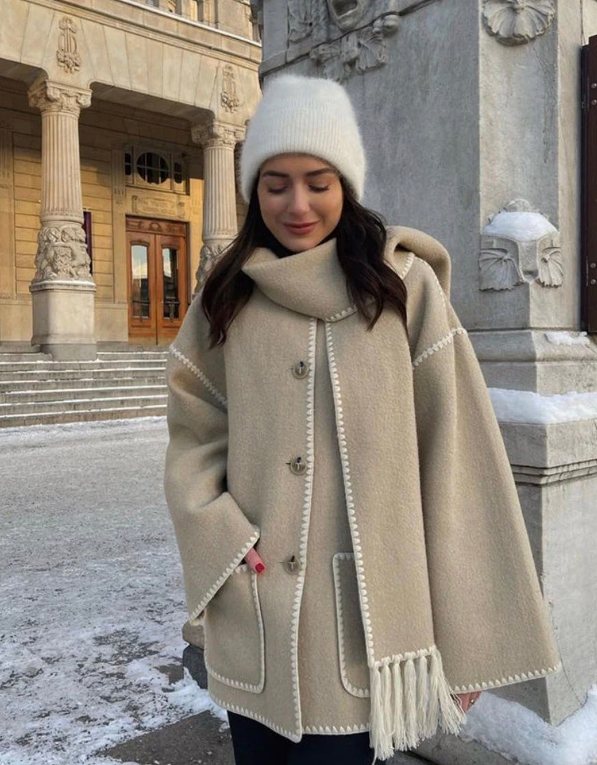 Maeve Elegante Scarf Coat - Modenta