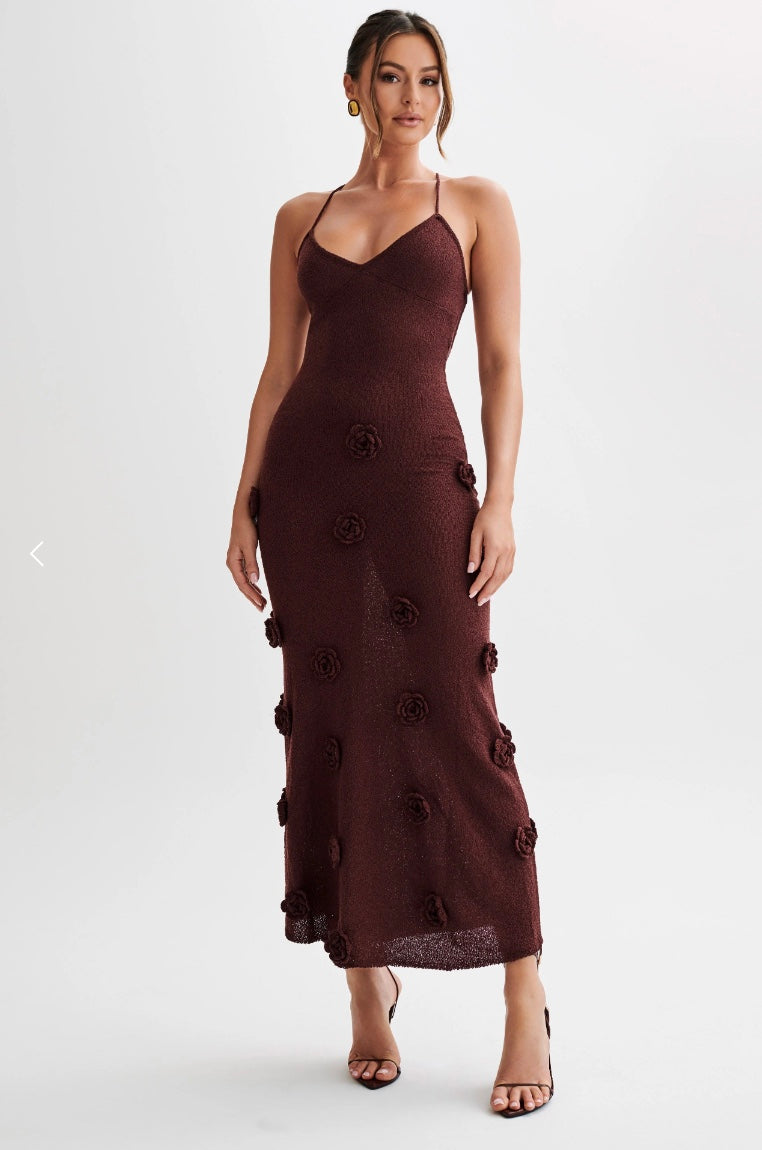 Isabella Gebreide Maxi Jurk - Modenta