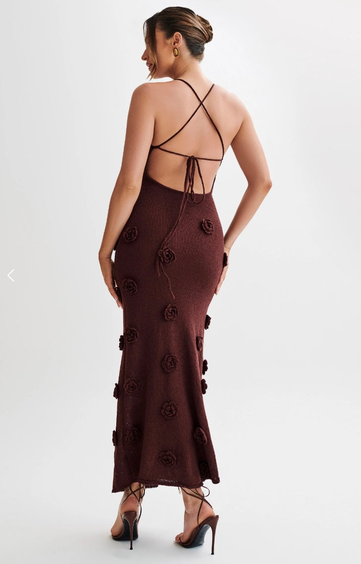 Isabella Gebreide Maxi Jurk - Modenta