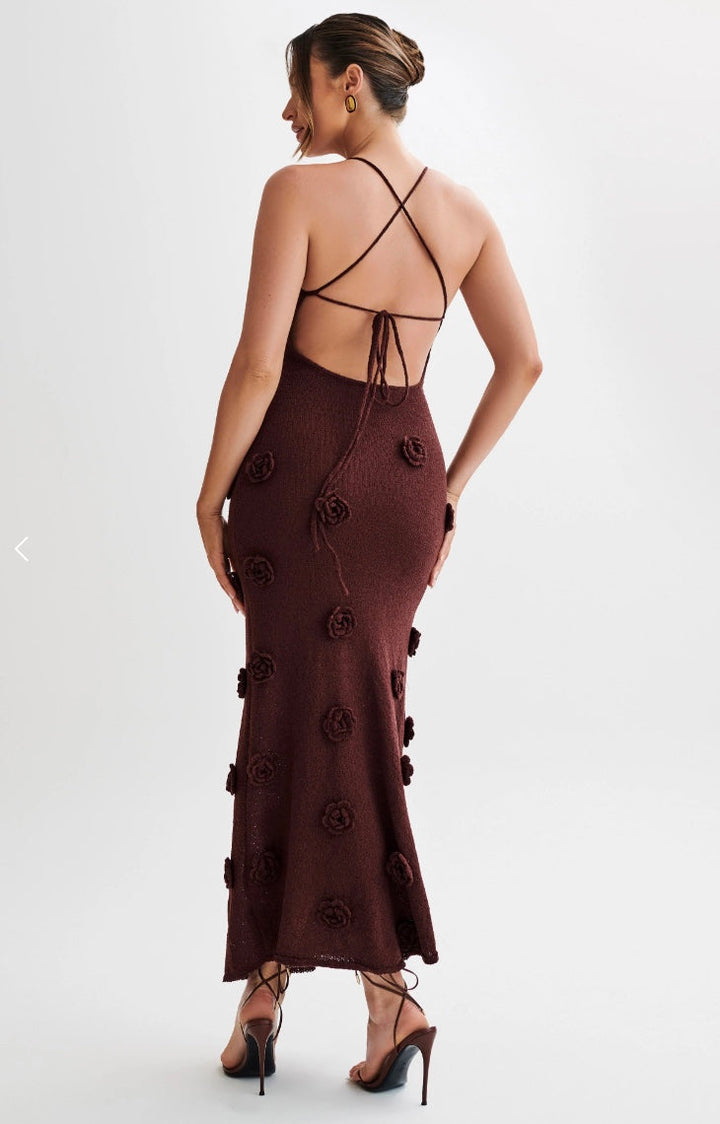 Isabella Gebreide Maxi Jurk - Modenta