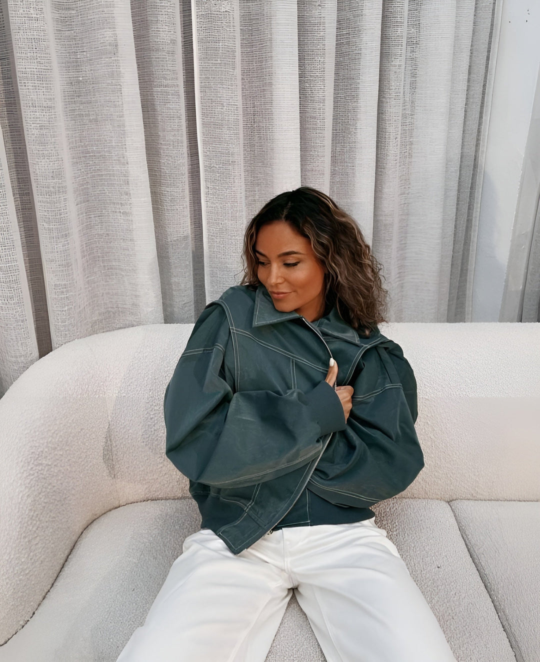 Lexi Leren Bomberjack - Modenta