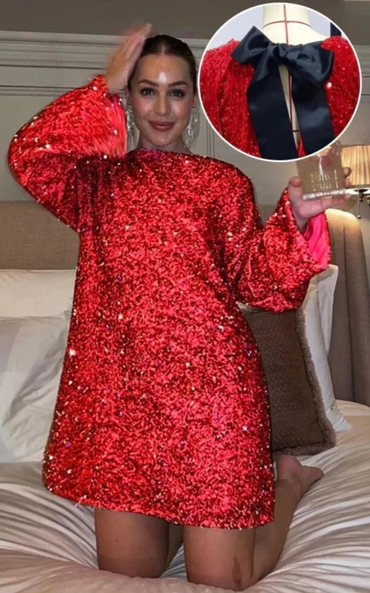 Gloria Glitter Jurk - Modenta