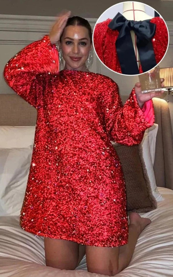 Gloria Glitter Jurk - Modenta