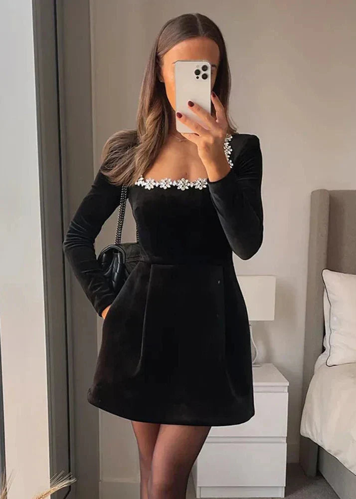 Fleur de Velours Lange Mouwen Jurk - Modenta