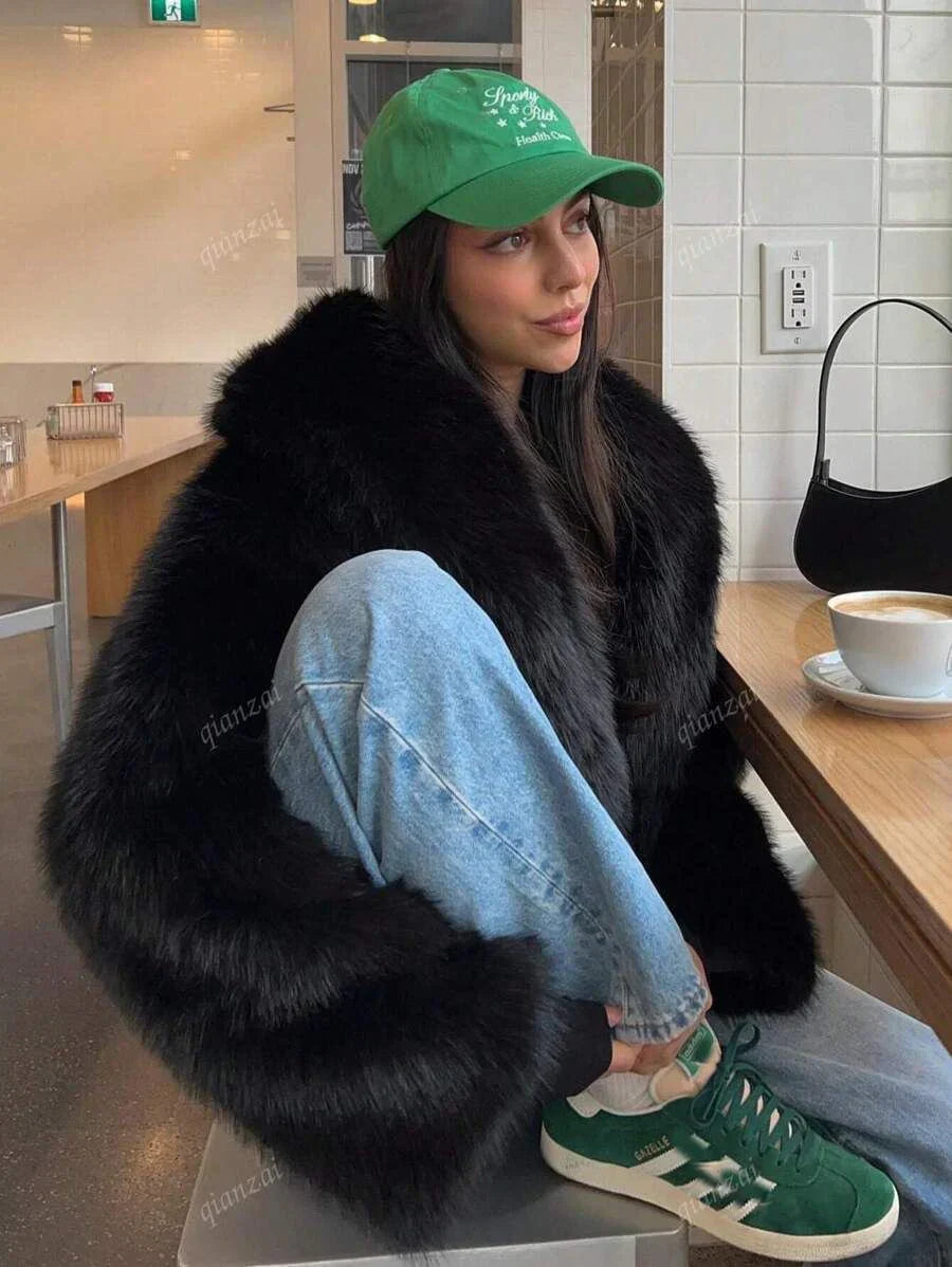 Julie Faux Fur Coat - Modenta